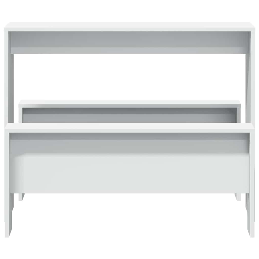 Ensemble table à manger et bancs 3pcs blanc bois d'ingénierie - XIOS