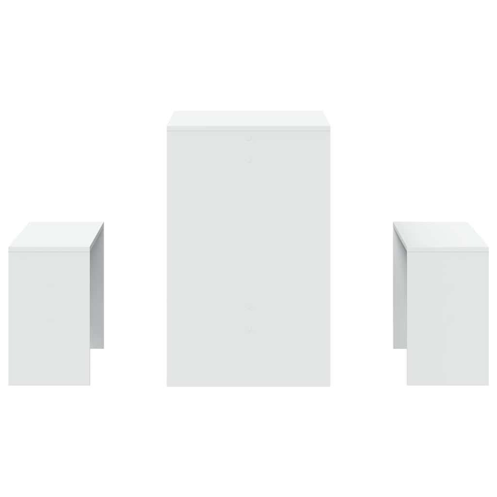Ensemble table à manger et bancs 3pcs blanc bois d'ingénierie - XIOS