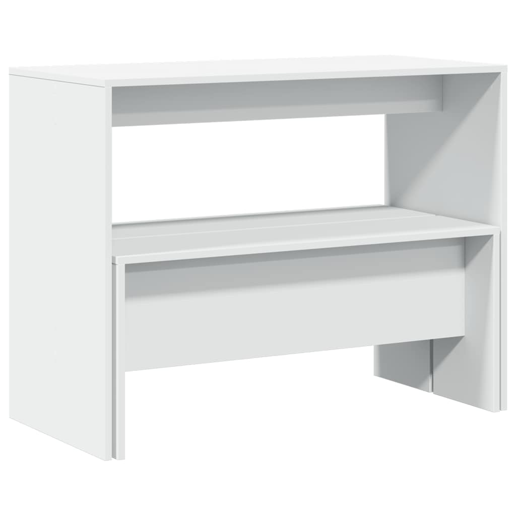 Ensemble table à manger et bancs 3pcs blanc bois d'ingénierie - XIOS