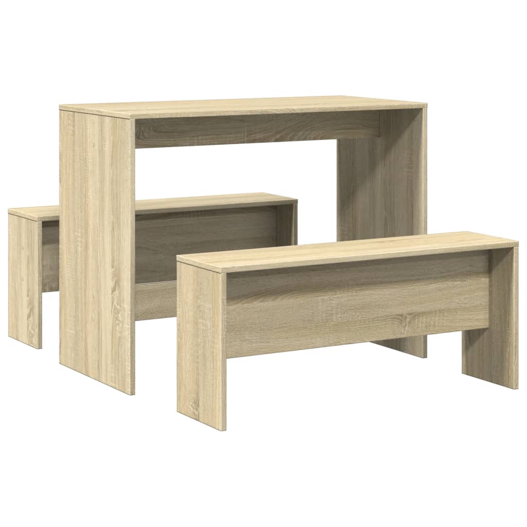 Ensemble table à manger et bancs 3 pcs bois d'ingénierie - XIOS