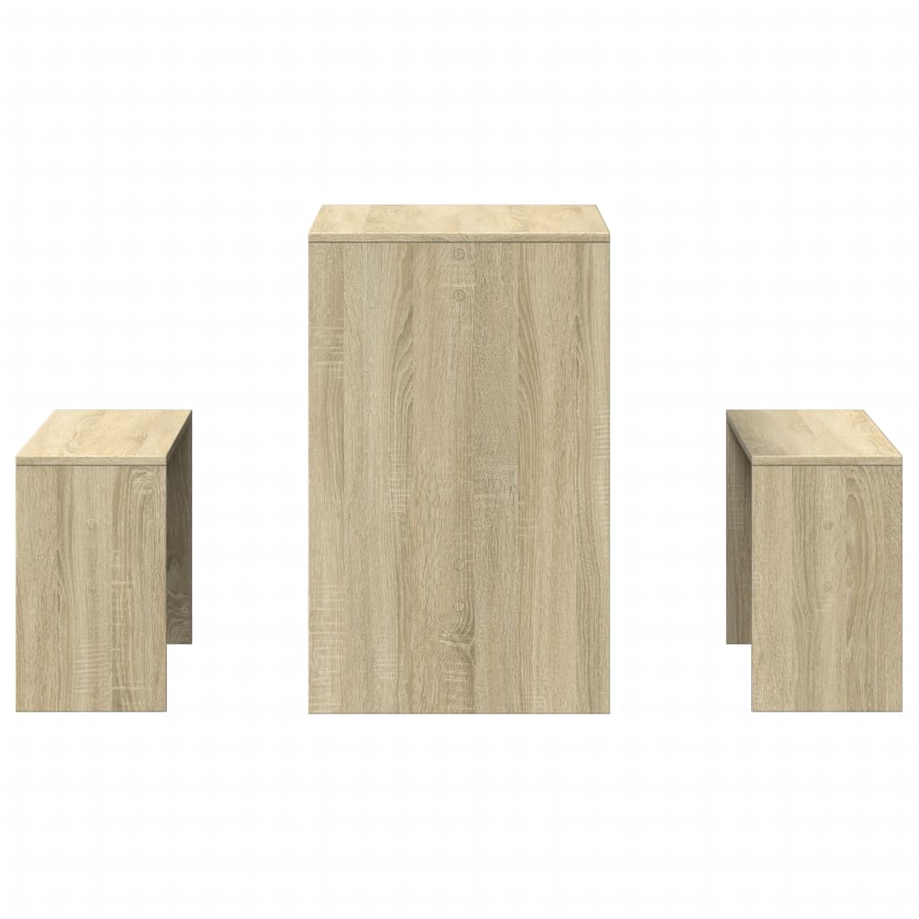 Ensemble table à manger et bancs 3 pcs bois d'ingénierie - XIOS