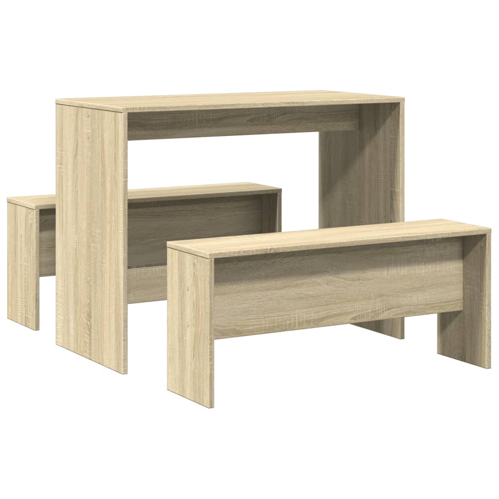 Ensemble table à manger et bancs 3 pcs bois d'ingénierie - XIOS