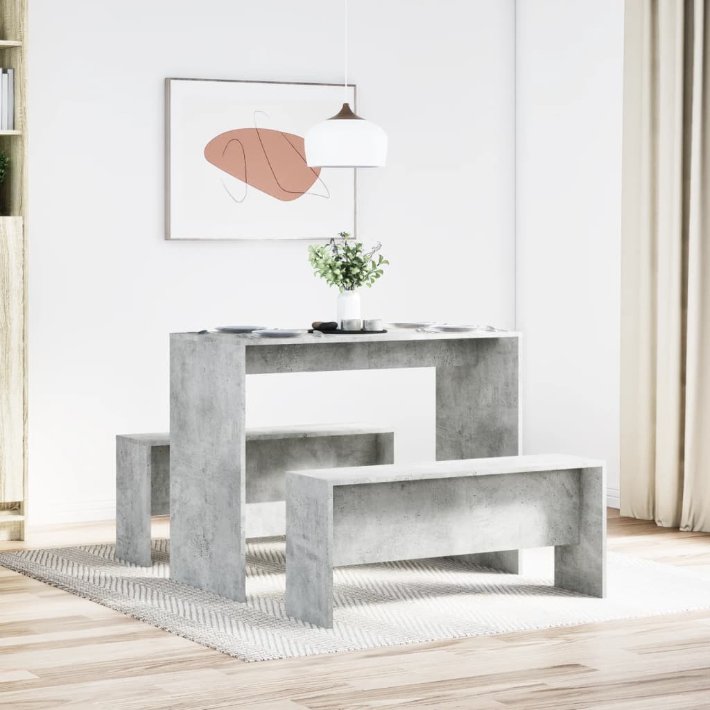 Ensemble table à manger et bancs 3 pcs bois d'ingénierie - XIOS