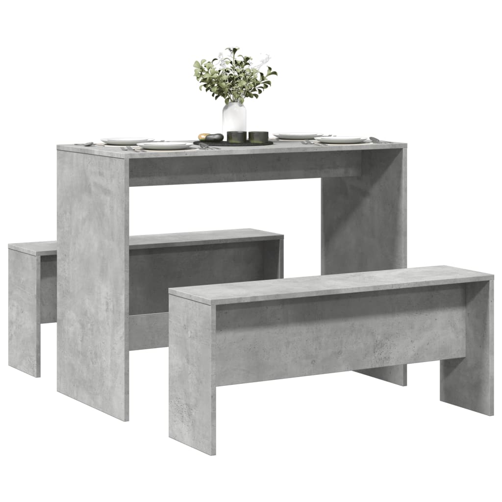 Ensemble table à manger et bancs 3 pcs bois d'ingénierie - XIOS
