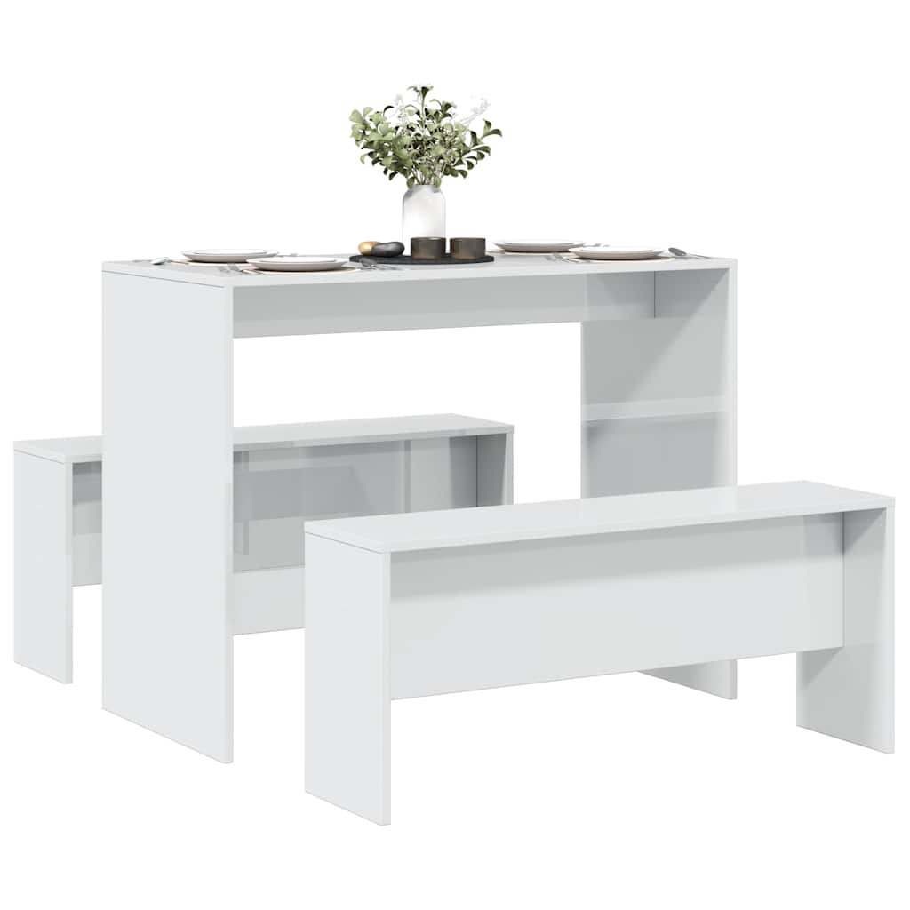 Ensemble table à manger et bancs 3 pcs bois d'ingénierie - XIOS