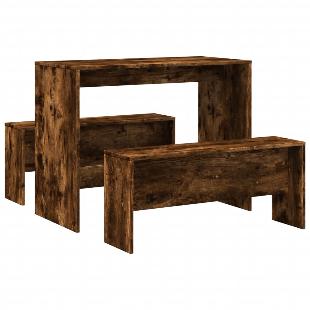 Ensemble table à manger et bancs 3 pcs bois d'ingénierie - XIOS