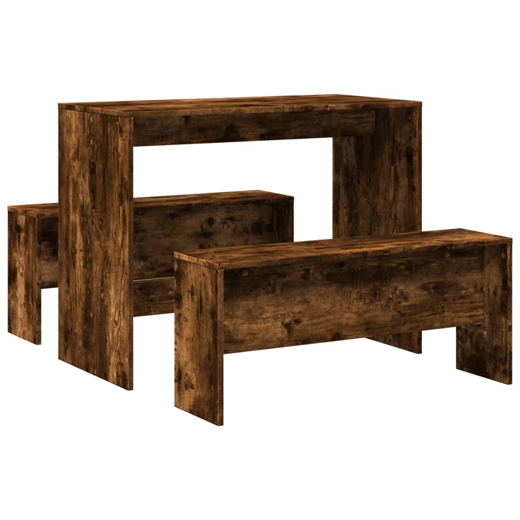 Ensemble table à manger et bancs 3 pcs bois d'ingénierie - XIOS
