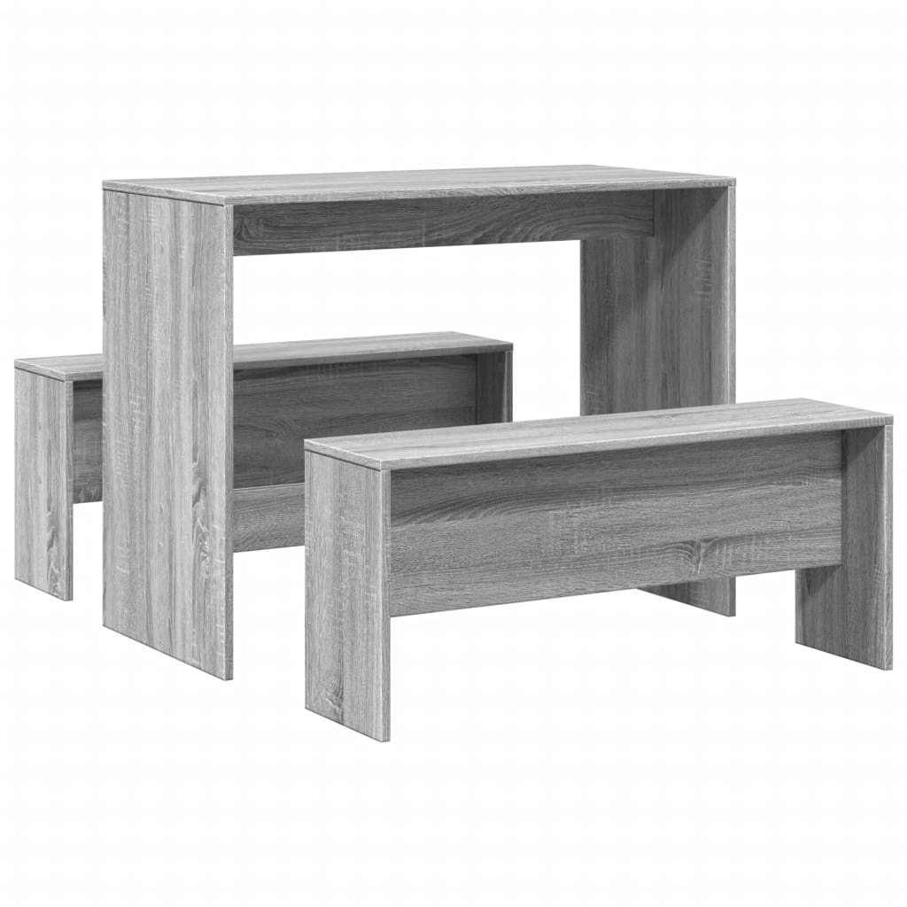 Ensemble table à manger et bancs 3 pcs bois d'ingénierie - XIOS