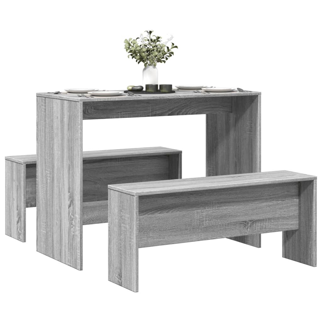 Ensemble table à manger et bancs 3 pcs bois d'ingénierie - XIOS