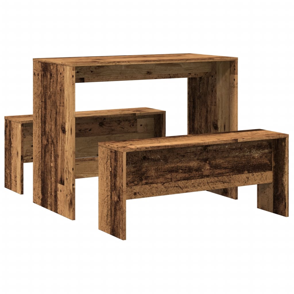 Ensemble table à manger et bancs 3 pcs bois d'ingénierie - XIOS