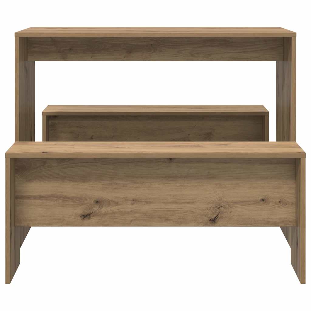 Ensemble table à manger et bancs 3 pcs bois d'ingénierie - XIOS
