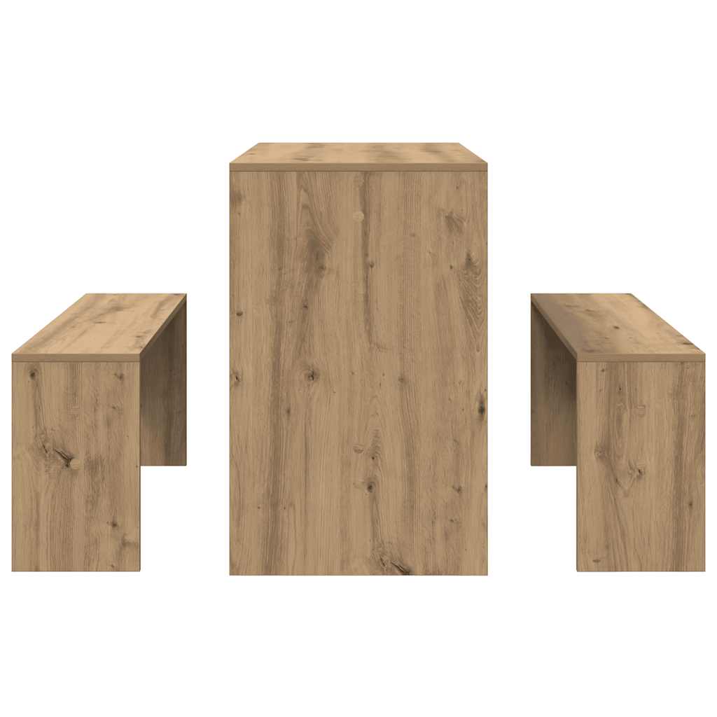Ensemble table à manger et bancs 3 pcs bois d'ingénierie - XIOS