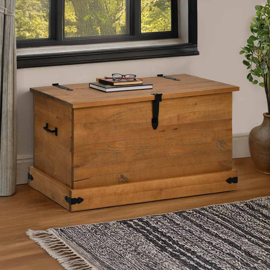 Coffre de rangement HALDEN 91x48x47 cm bois massif pin - XIOS