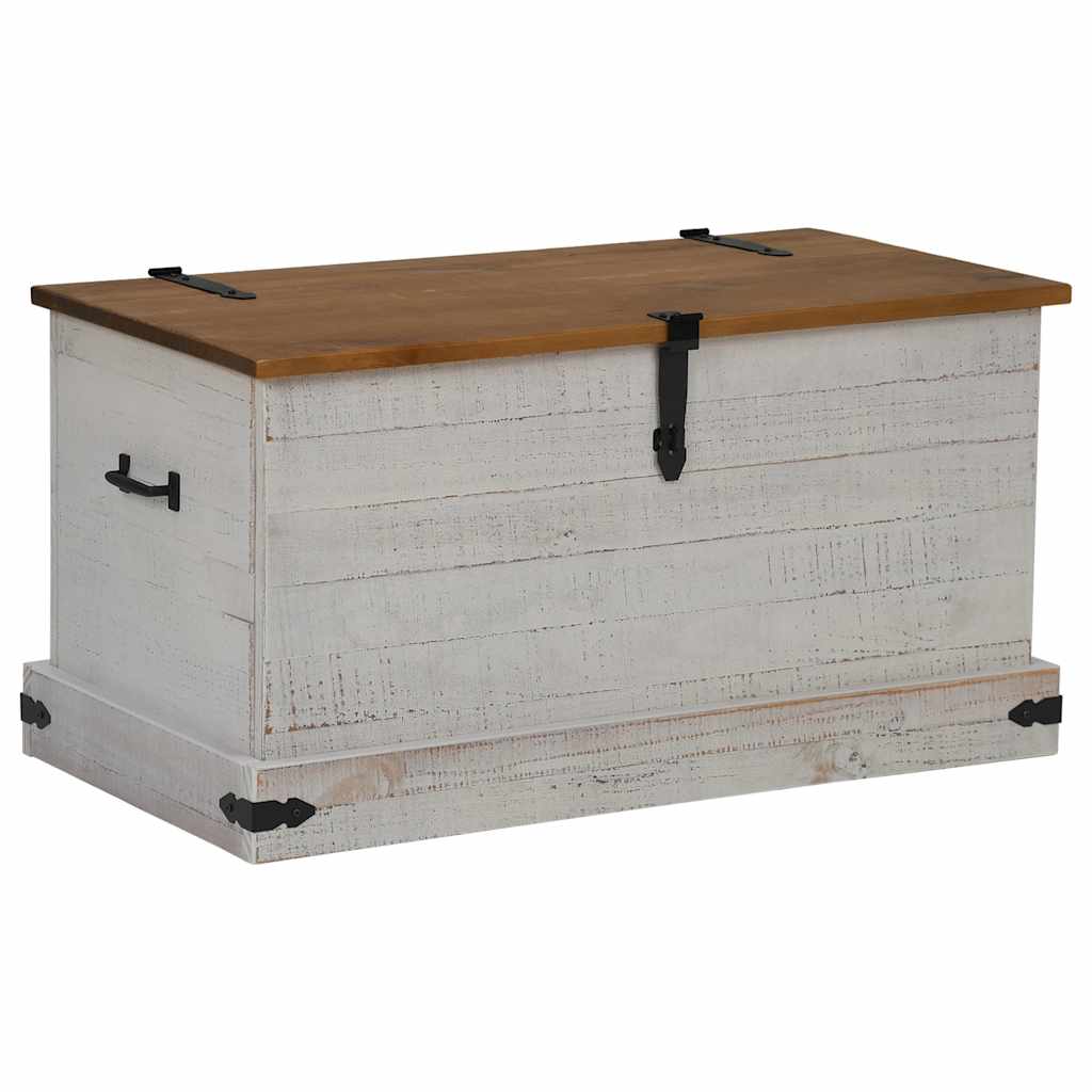 Coffre de rangement HALDEN blanc 91x48x47 cm bois massif pin - XIOS