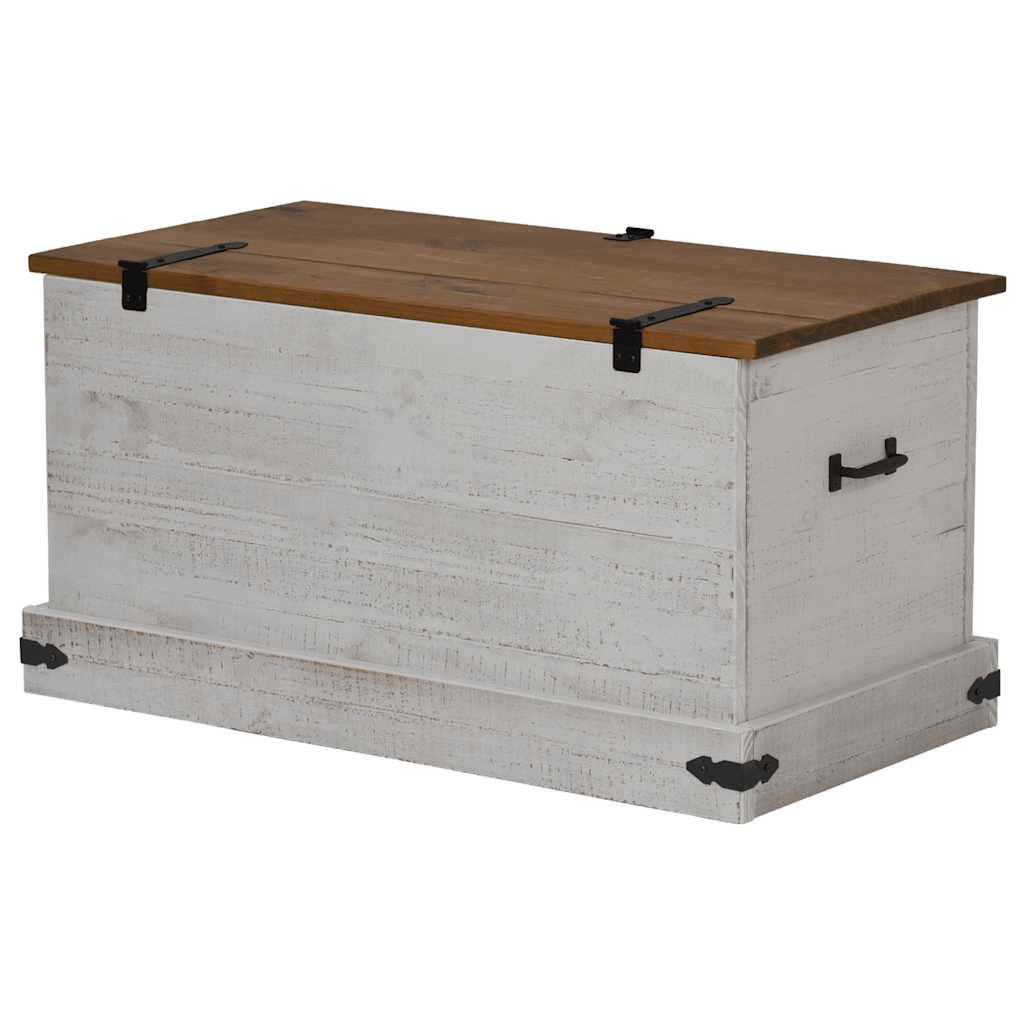 Coffre de rangement HALDEN blanc 91x48x47 cm bois massif pin - XIOS