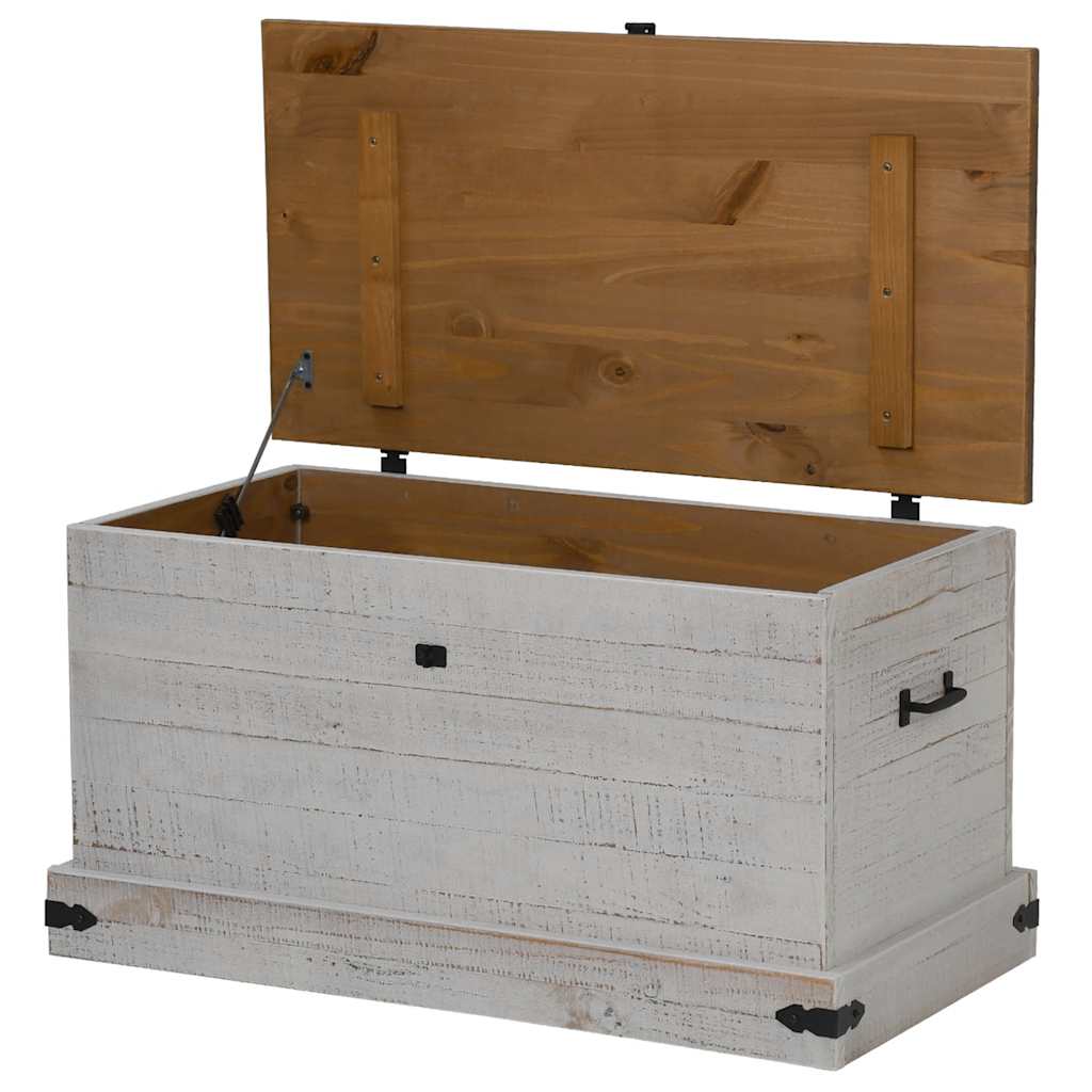 Coffre de rangement HALDEN blanc 91x48x47 cm bois massif pin - XIOS