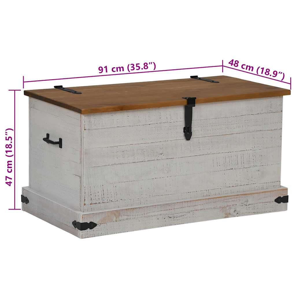 Coffre de rangement HALDEN blanc 91x48x47 cm bois massif pin - XIOS