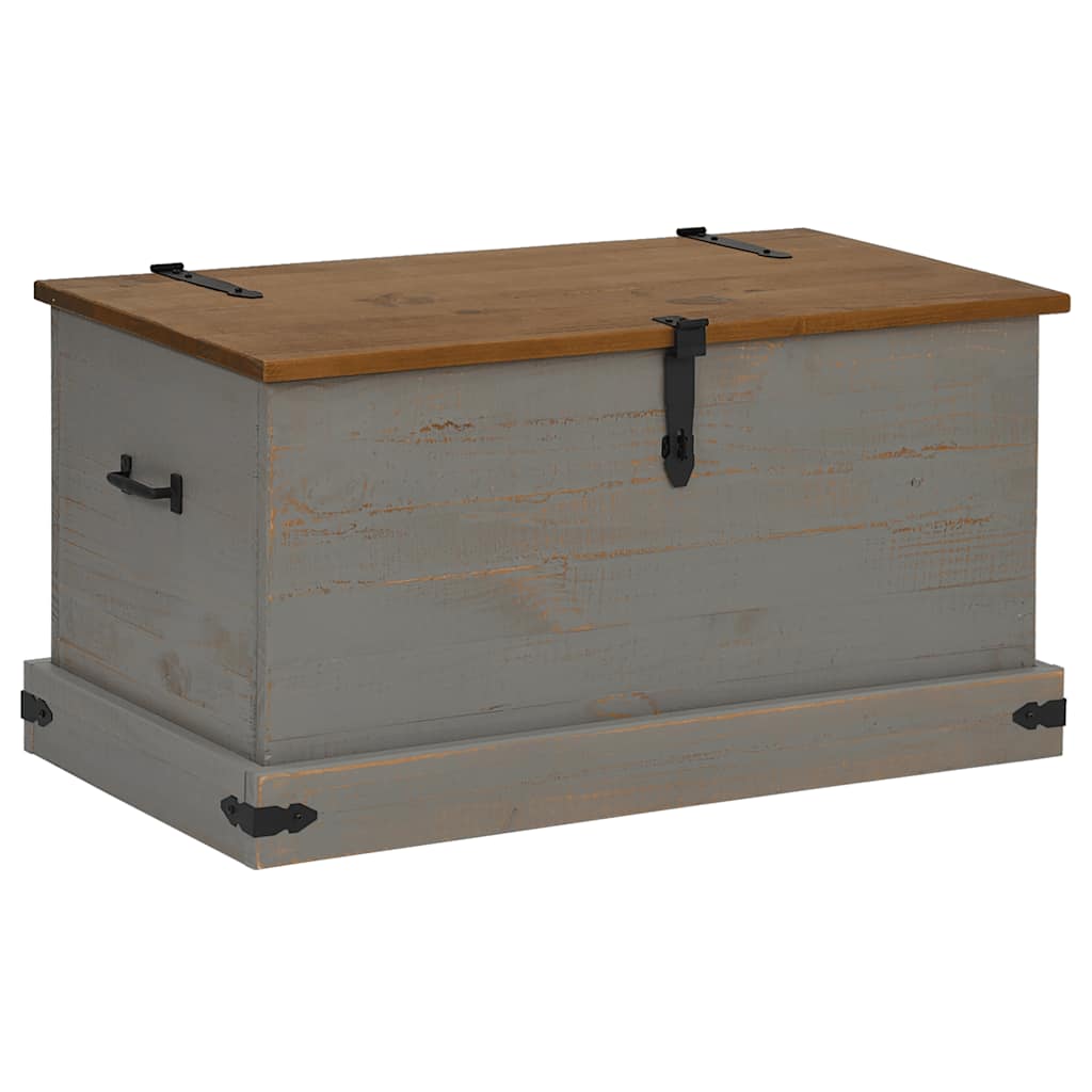 Coffre de rangement HALDEN gris 91x48x47 cm bois massif pin - XIOS