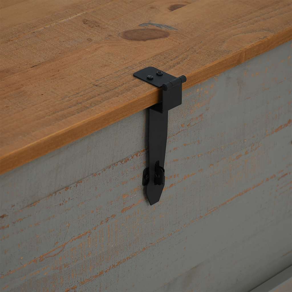 Coffre de rangement HALDEN gris 91x48x47 cm bois massif pin - XIOS