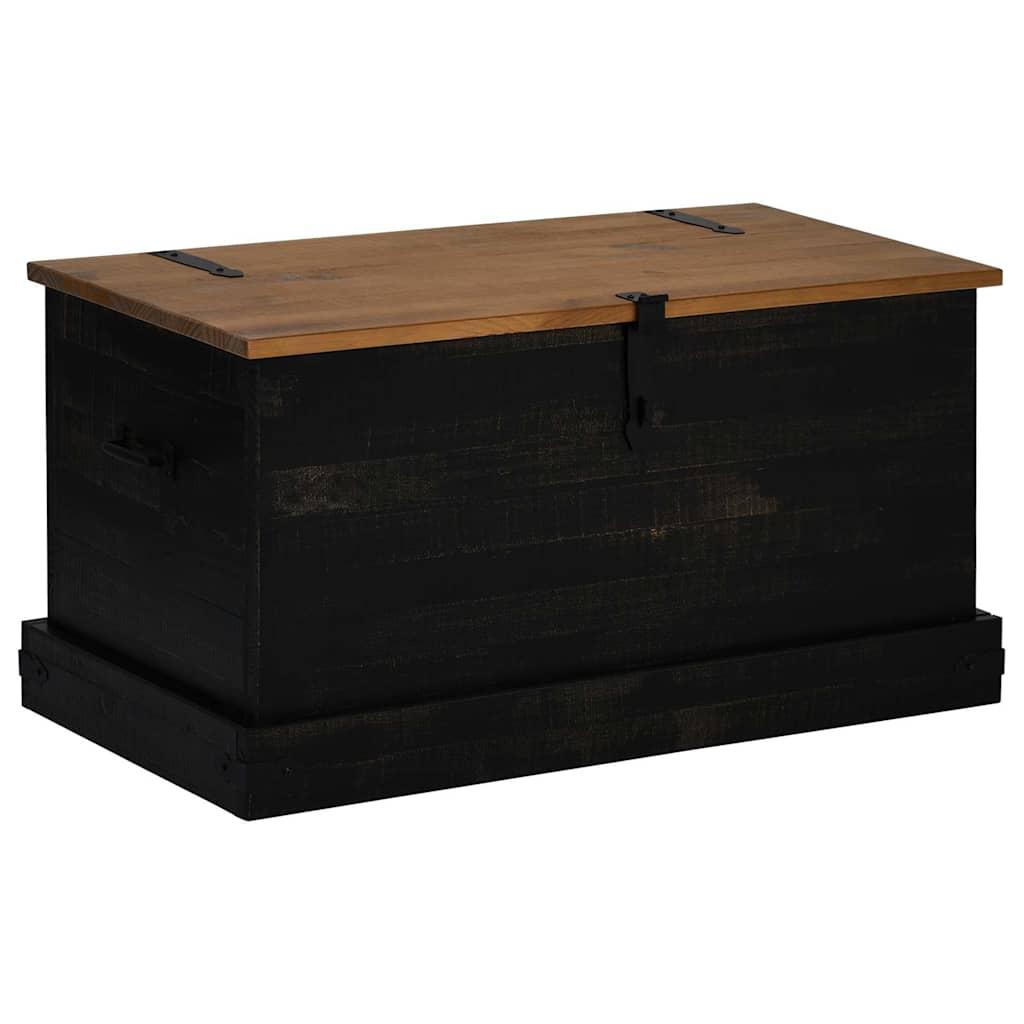 Coffre de rangement HALDEN noir 91x48x47 cm bois massif pin - XIOS