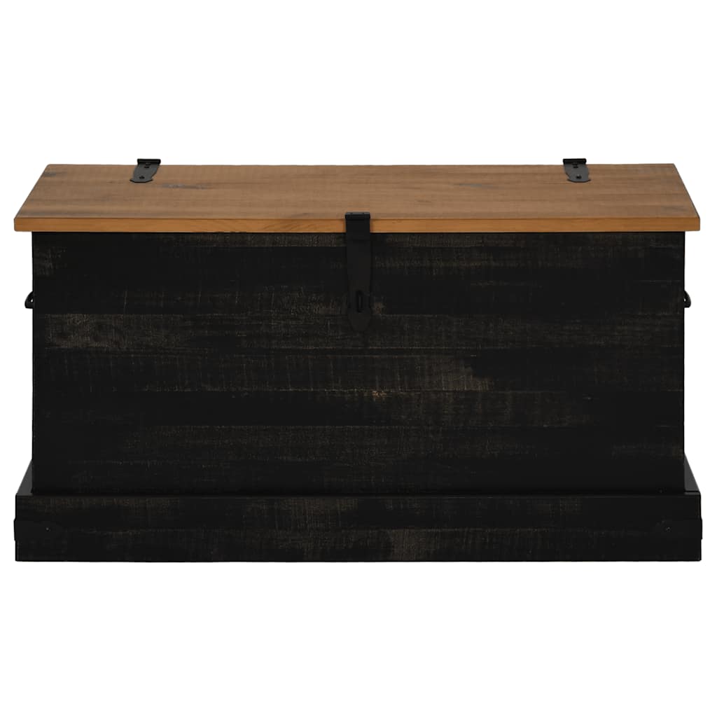 Coffre de rangement HALDEN noir 91x48x47 cm bois massif pin - XIOS