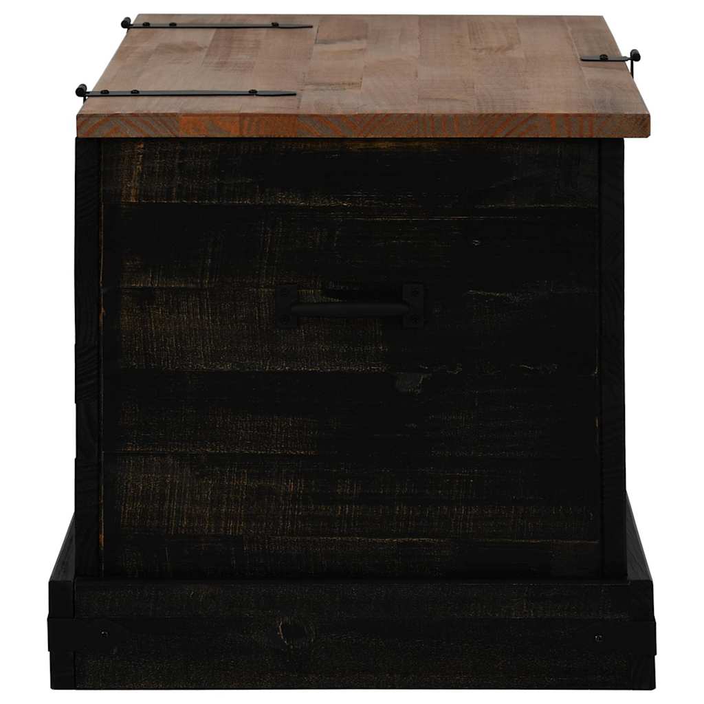 Coffre de rangement HALDEN noir 91x48x47 cm bois massif pin - XIOS