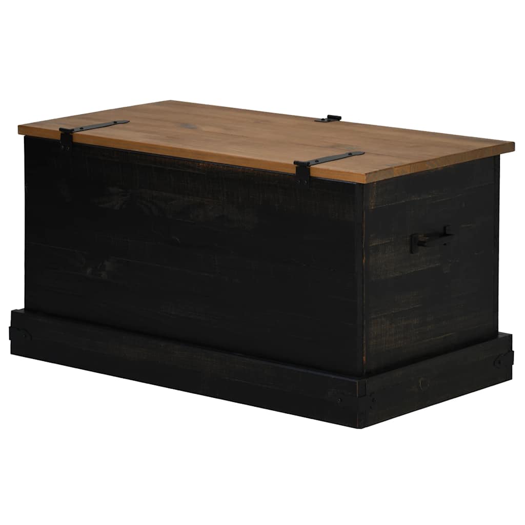 Coffre de rangement HALDEN noir 91x48x47 cm bois massif pin - XIOS