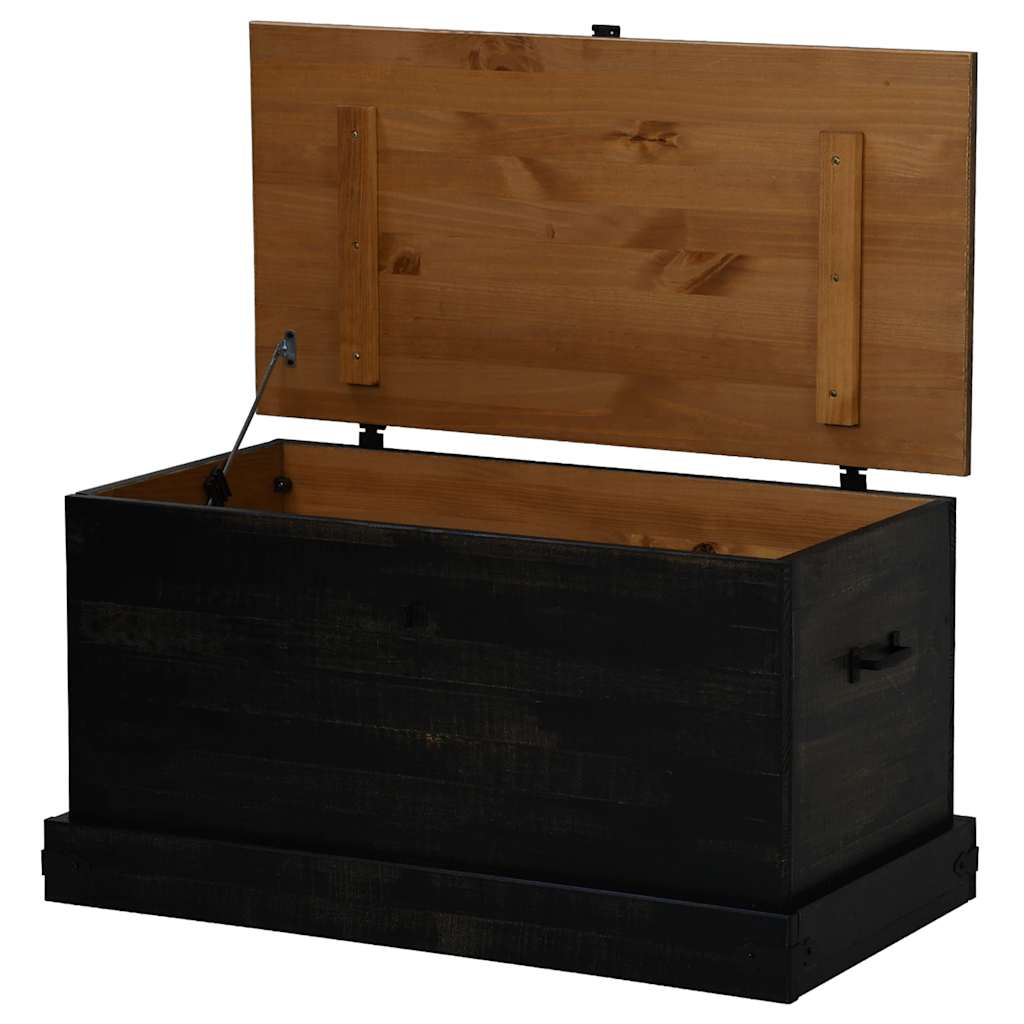 Coffre de rangement HALDEN noir 91x48x47 cm bois massif pin - XIOS