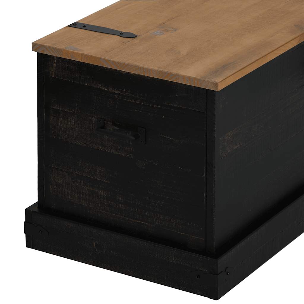 Coffre de rangement HALDEN noir 91x48x47 cm bois massif pin - XIOS