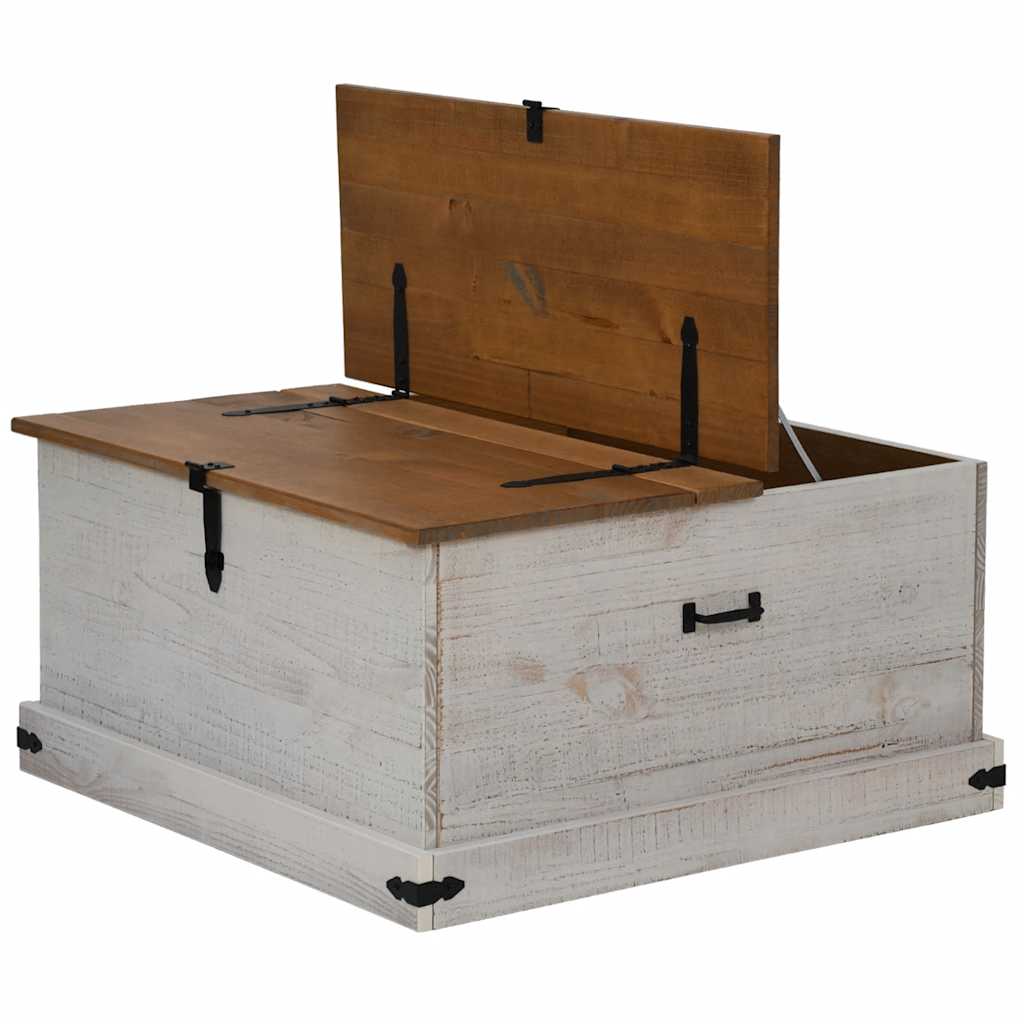 Coffre de rangement HALDEN blanc 91x91x47 cm bois massif pin - XIOS