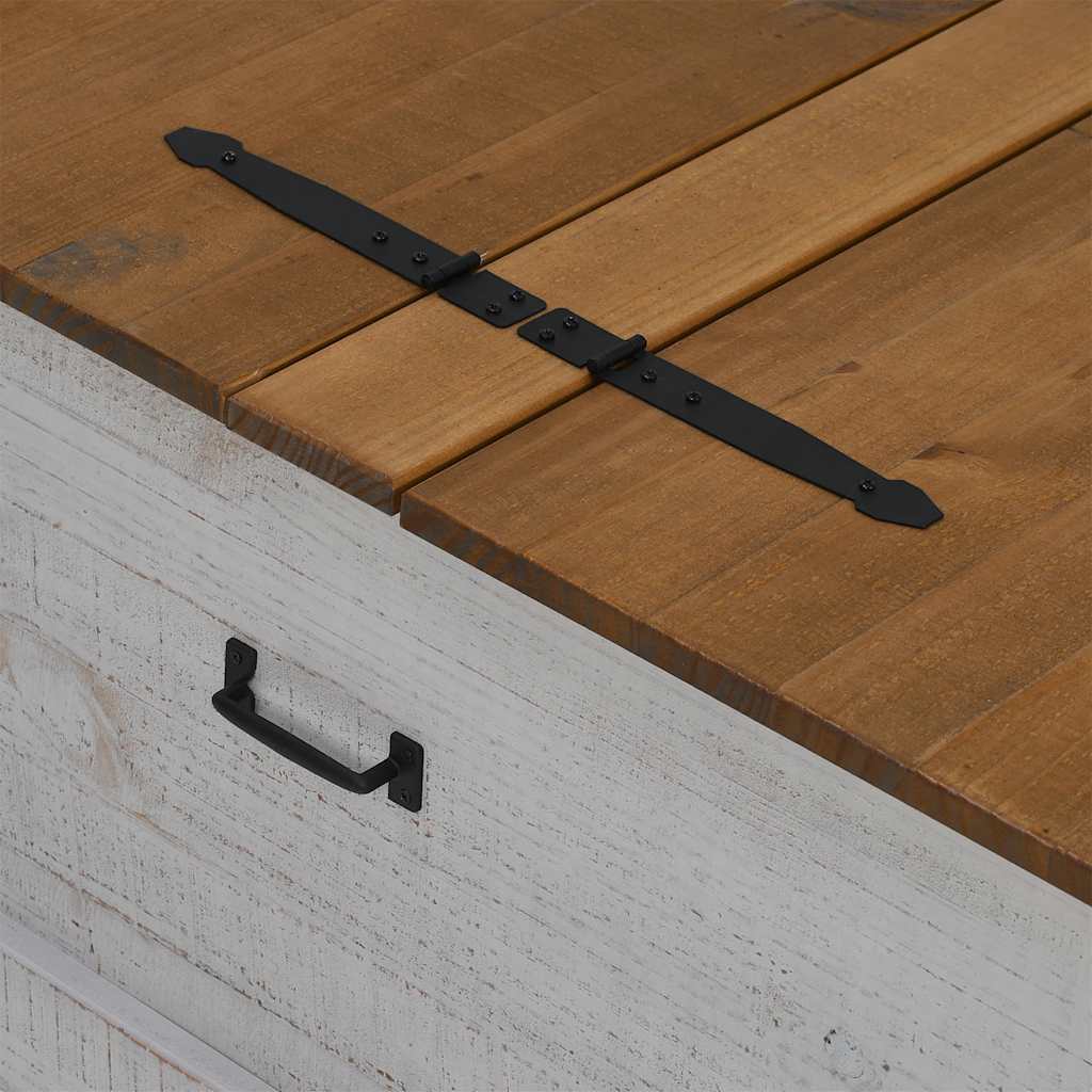 Coffre de rangement HALDEN blanc 91x91x47 cm bois massif pin - XIOS