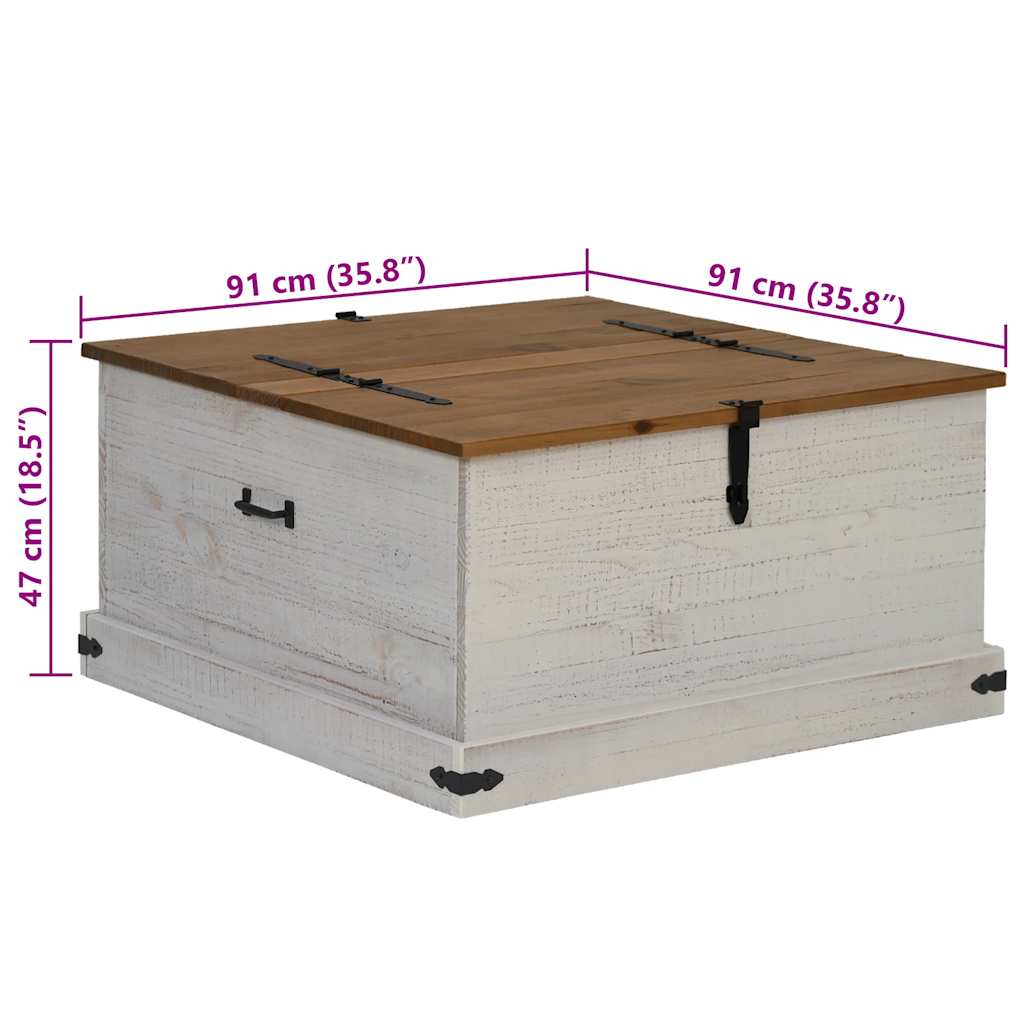 Coffre de rangement HALDEN blanc 91x91x47 cm bois massif pin - XIOS