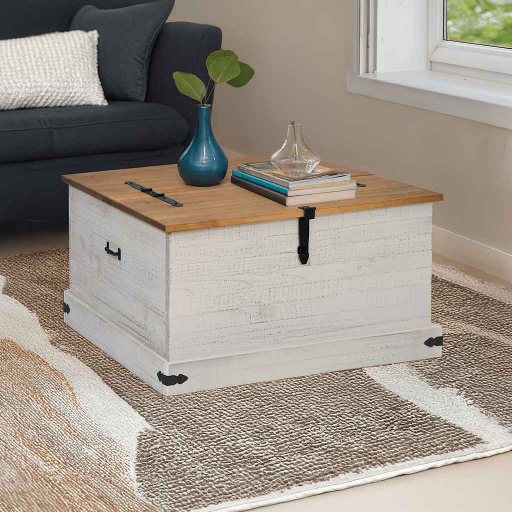Coffre de rangement HALDEN blanc 91x91x47 cm bois massif pin - XIOS