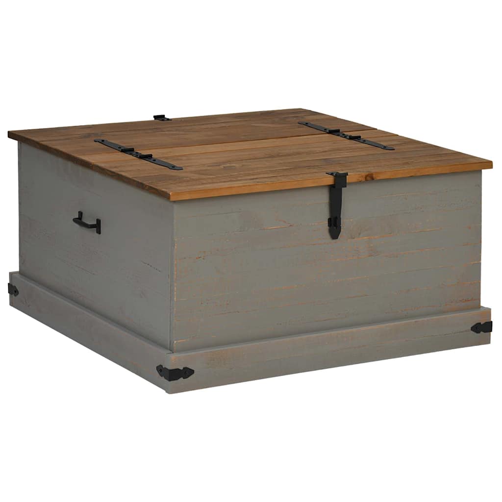 Coffre de rangement HALDEN gris 91x91x47 cm bois massif pin - XIOS