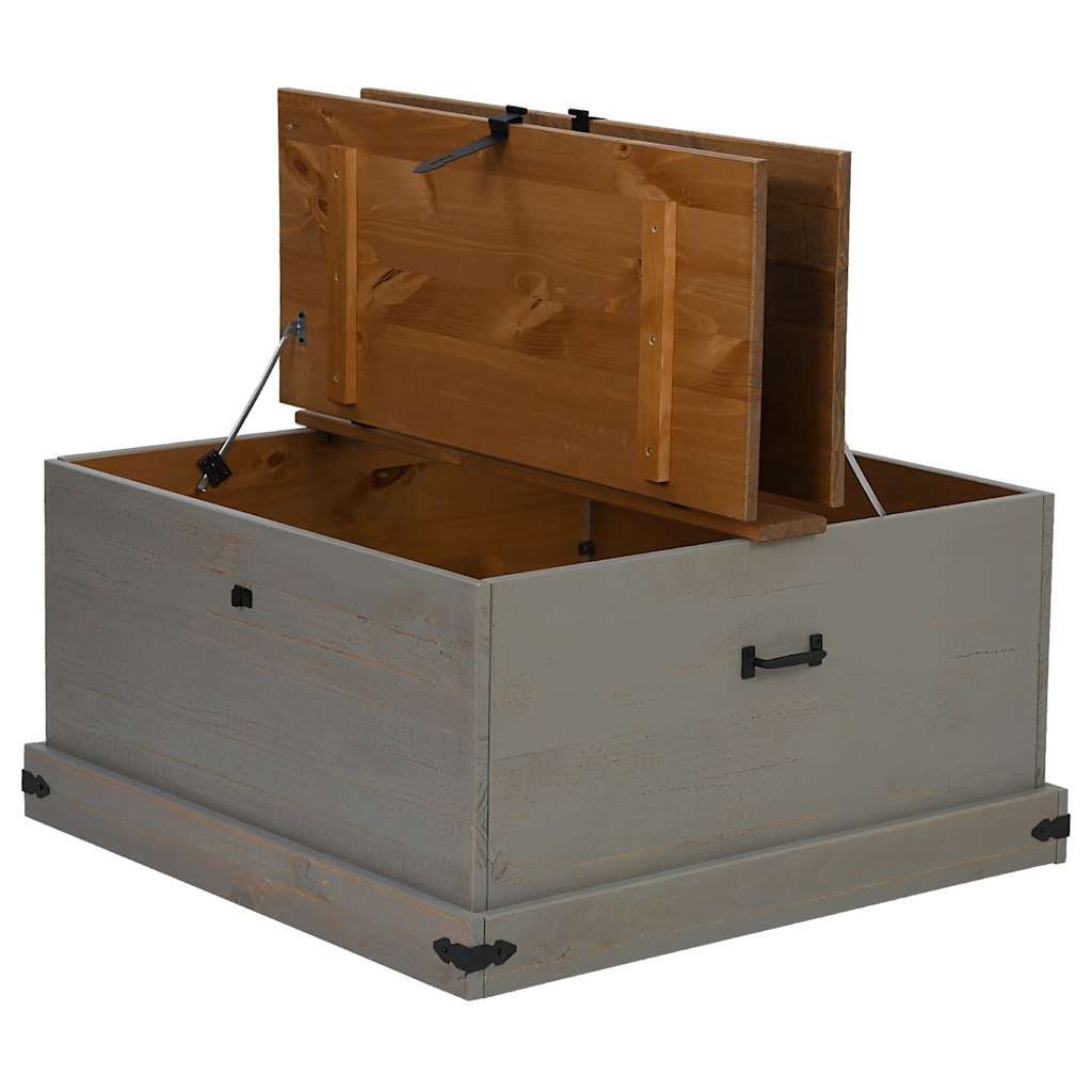 Coffre de rangement HALDEN gris 91x91x47 cm bois massif pin - XIOS