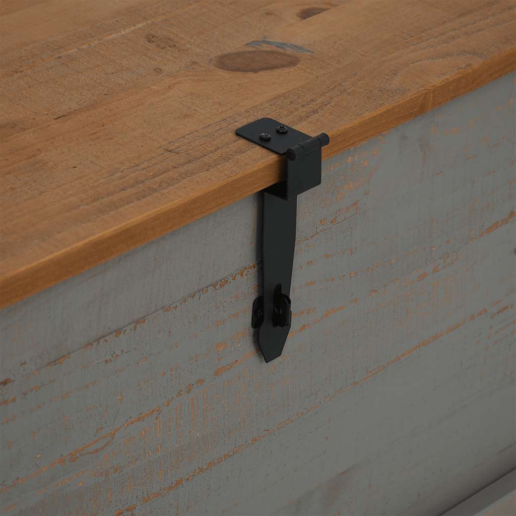 Coffre de rangement HALDEN gris 91x91x47 cm bois massif pin - XIOS