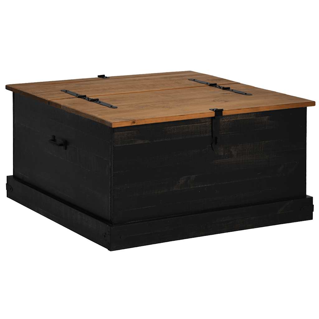 Coffre de rangement HALDEN noir 91x91x47 cm bois massif pin - XIOS