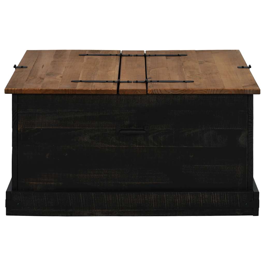 Coffre de rangement HALDEN noir 91x91x47 cm bois massif pin - XIOS