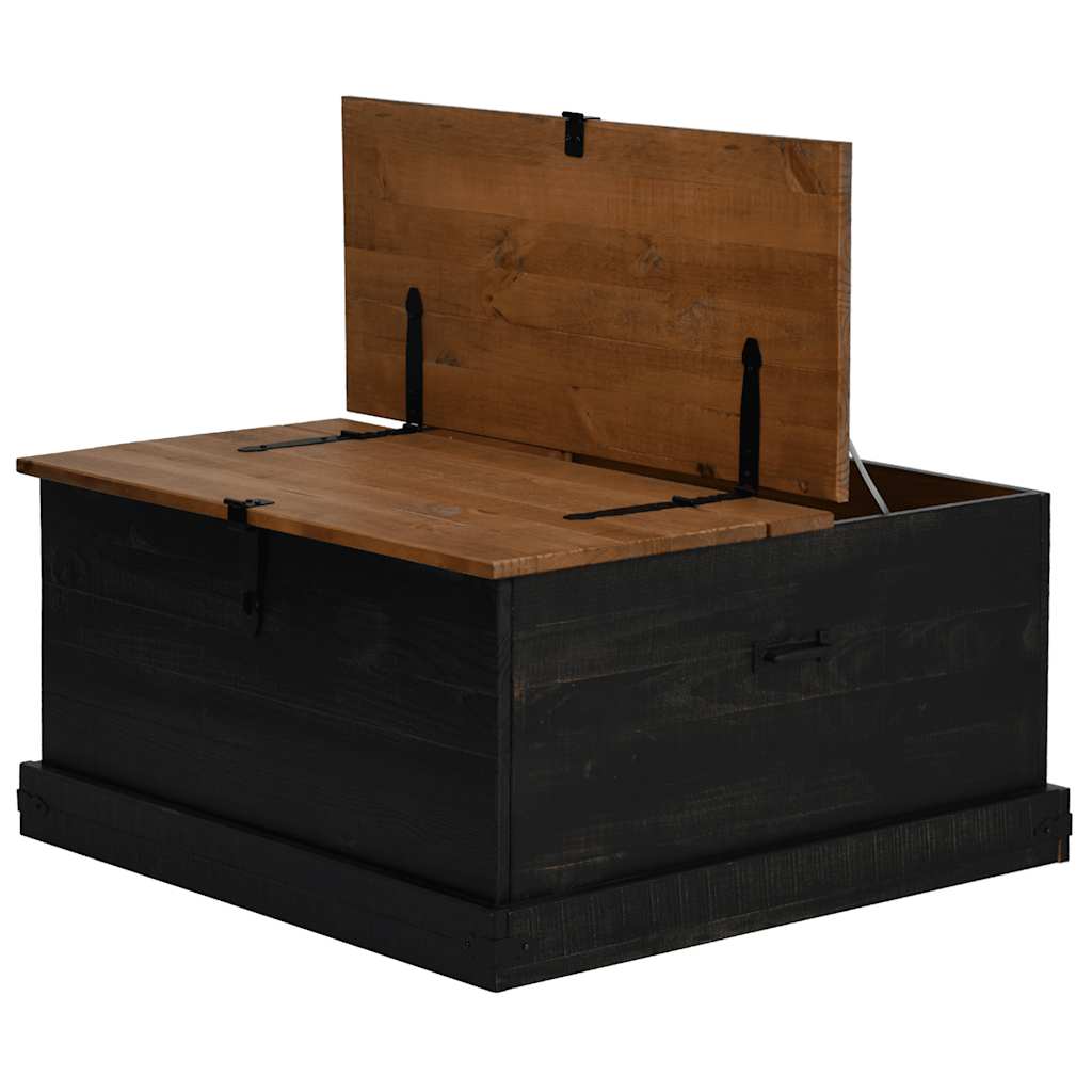 Coffre de rangement HALDEN noir 91x91x47 cm bois massif pin - XIOS