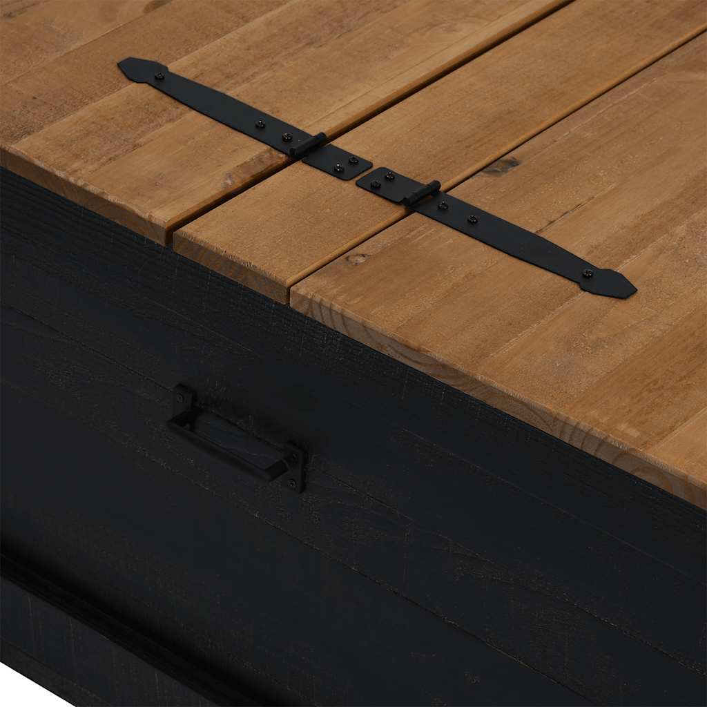 Coffre de rangement HALDEN noir 91x91x47 cm bois massif pin - XIOS