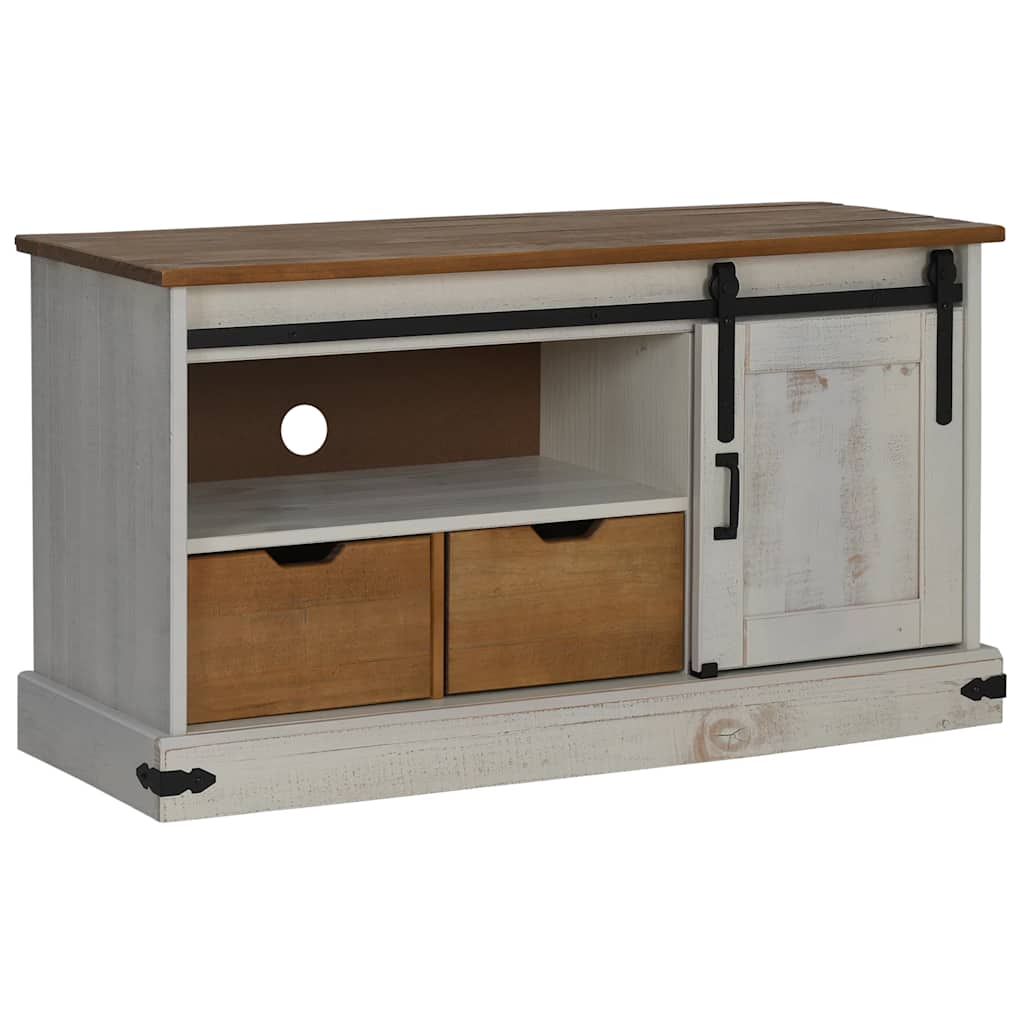 Meuble TV HALDEN avec porte coulissante blanc 110x40x60 cm - XIOS