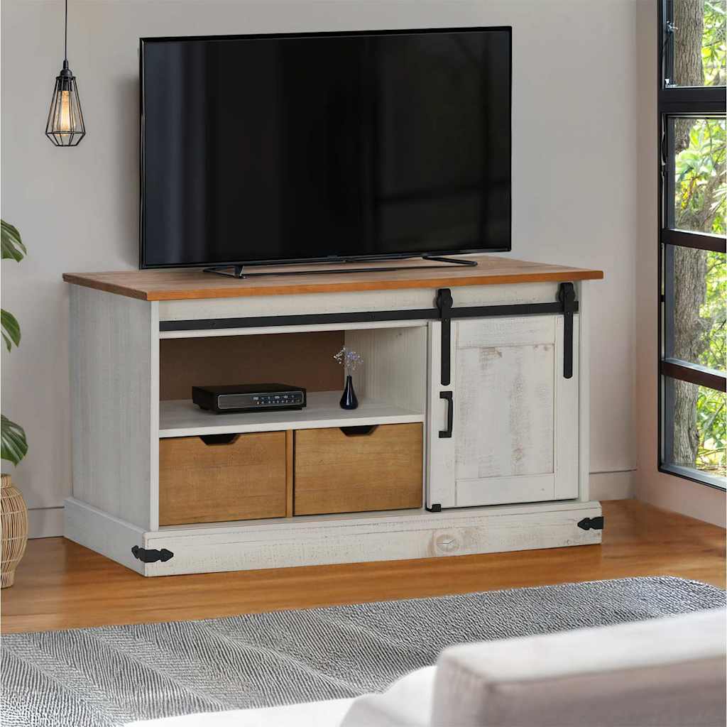 Meuble TV HALDEN avec porte coulissante blanc 110x40x60 cm - XIOS