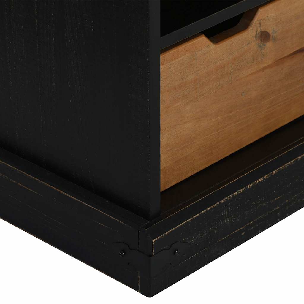 Meuble TV HALDEN porte coulissante noir 110x40x60cm bois massif - XIOS