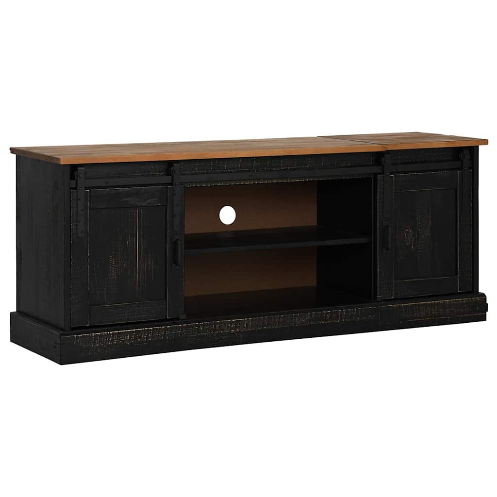 Meuble TV HALDEN 2 portes coulissantes noir 150x40x60 cm