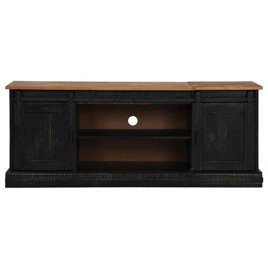 Meuble TV HALDEN 2 portes coulissantes noir 150x40x60 cm