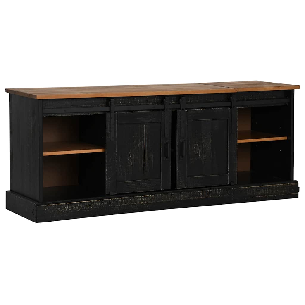 Meuble TV HALDEN 2 portes coulissantes noir 150x40x60 cm