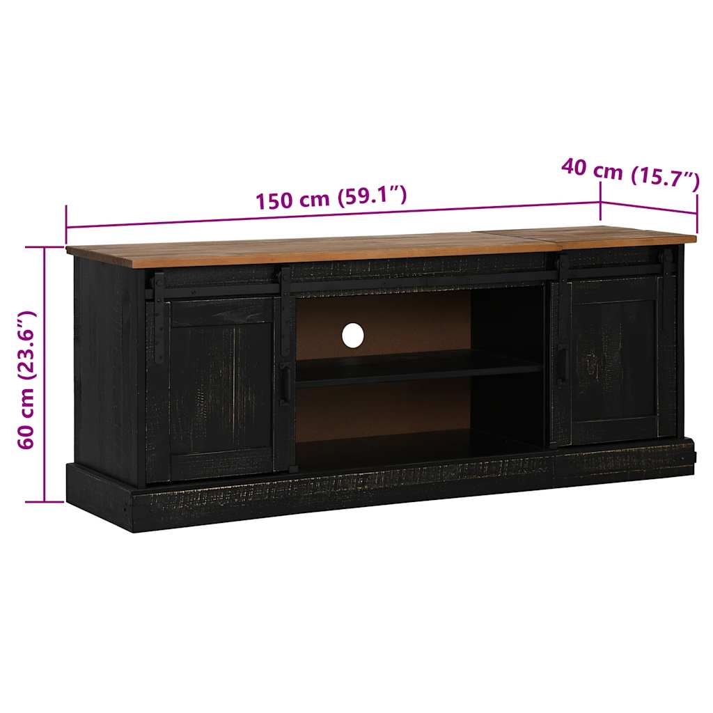 Meuble TV HALDEN 2 portes coulissantes noir 150x40x60 cm