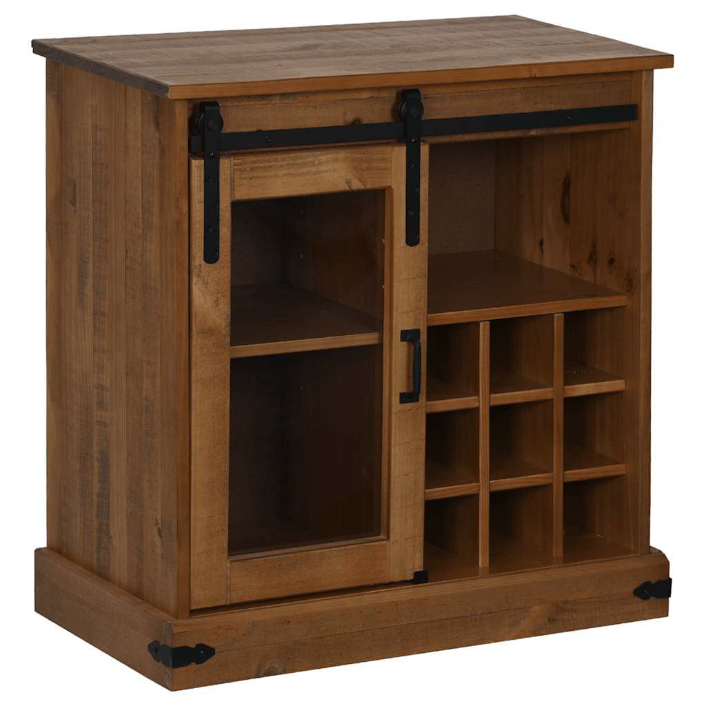 Buffet HALDEN avec porte coulissante 80x40x80 cm bois massif - XIOS