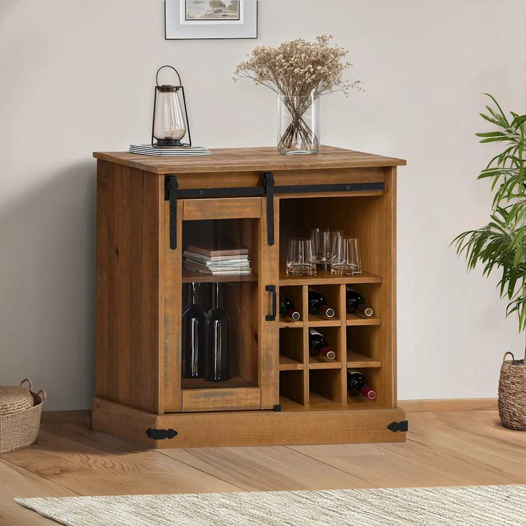 Buffet HALDEN avec porte coulissante 80x40x80 cm bois massif - XIOS