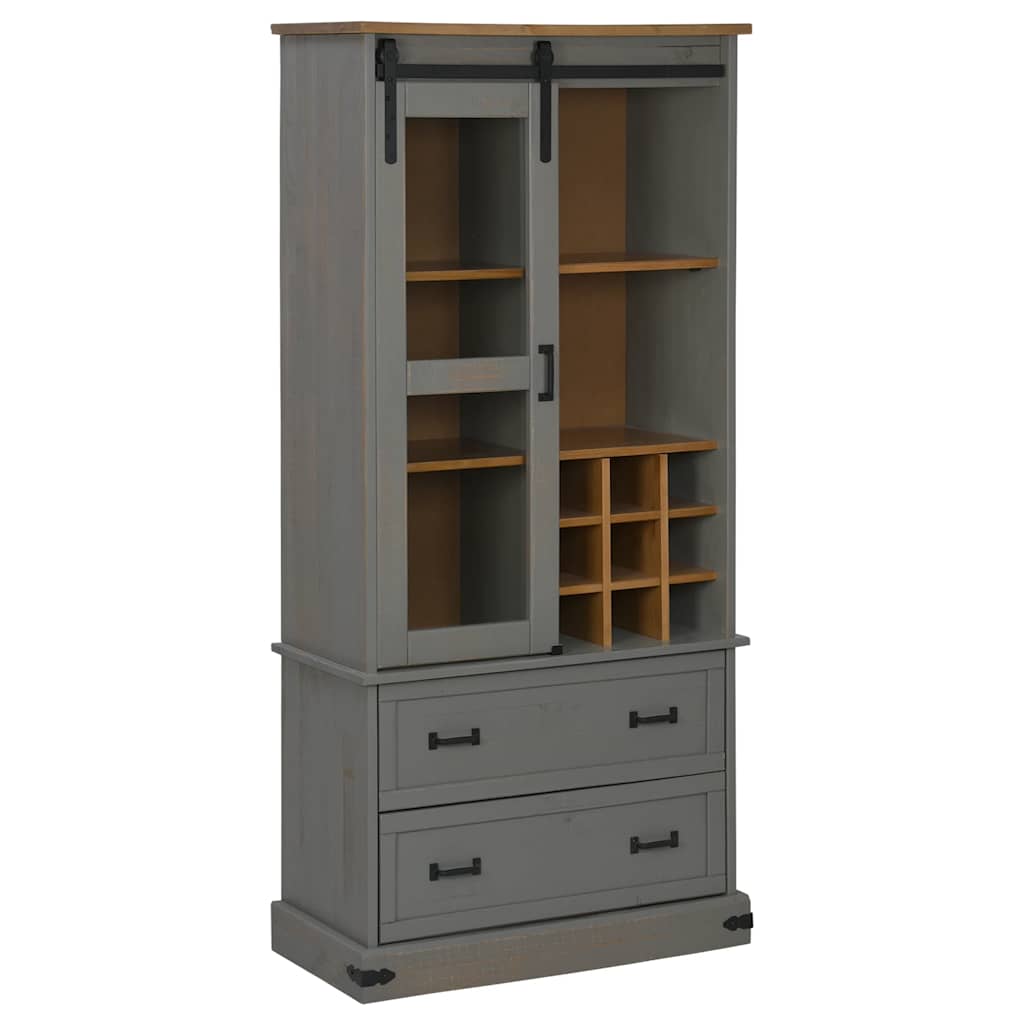 Armoire à vin HALDEN casiers à vin porte coulissante gris pin - XIOS